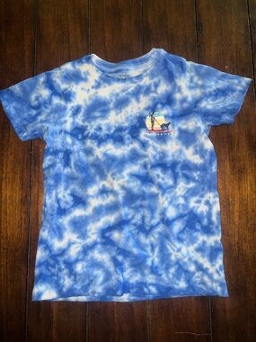 🎉🎉 5 for $20🎉🎉Crown Blue & White Tie-Dye Surf Graphic Short Sleeve Tee